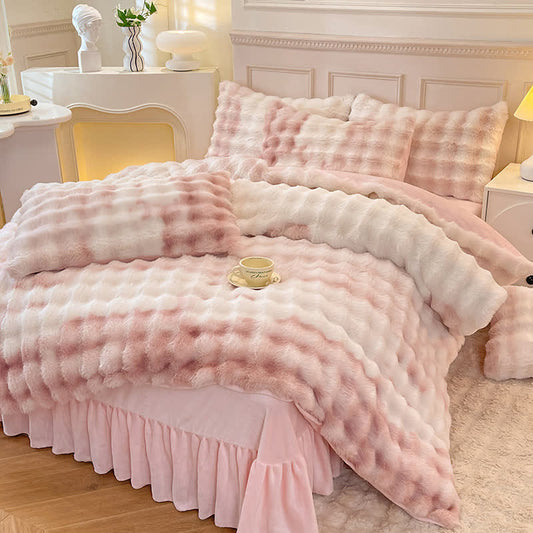 Fluffy Fleece Duvet Cover Bedding Set(4PCS)