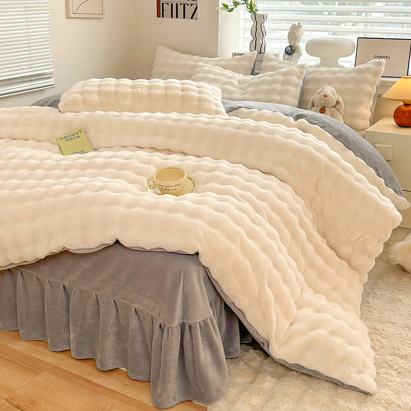 Fluffy Fleece Duvet Cover Bedding Set(4PCS)