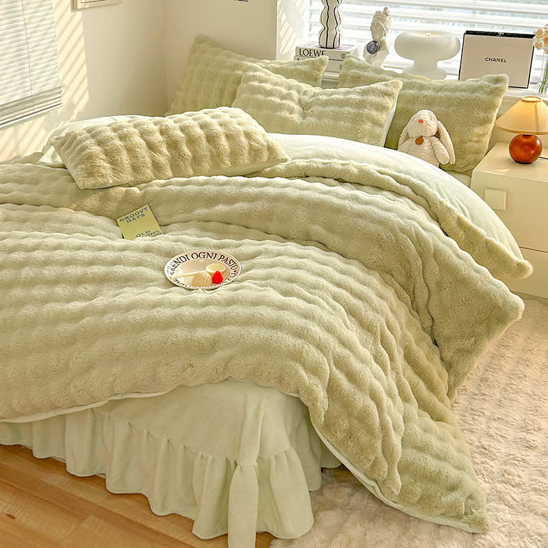 Fluffy Fleece Duvet Cover Bedding Set(4PCS)