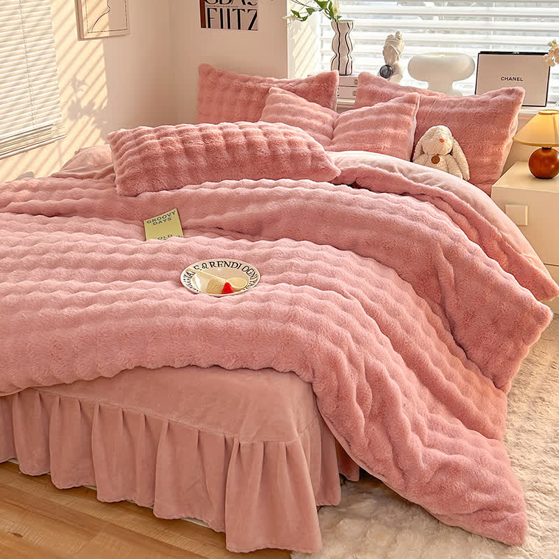 Fluffy Fleece Duvet Cover Bedding Set(4PCS)