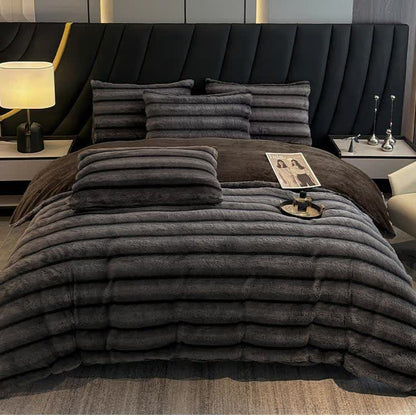 Vintage Luxurious Plush Fleece Bedding Set(4PCS)