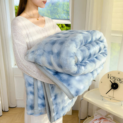 Fluffy Flannel Gradient Color Throw Blanket