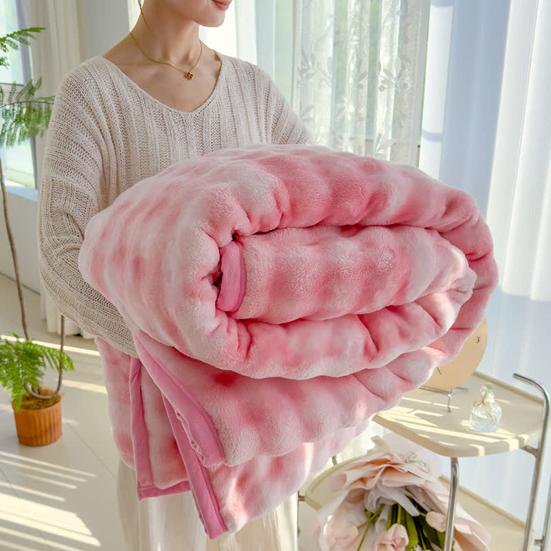 Fluffy Flannel Gradient Color Throw Blanket