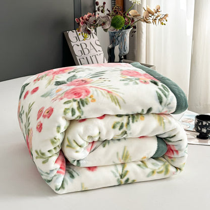 Floral Style Reversible Flannel Blanket