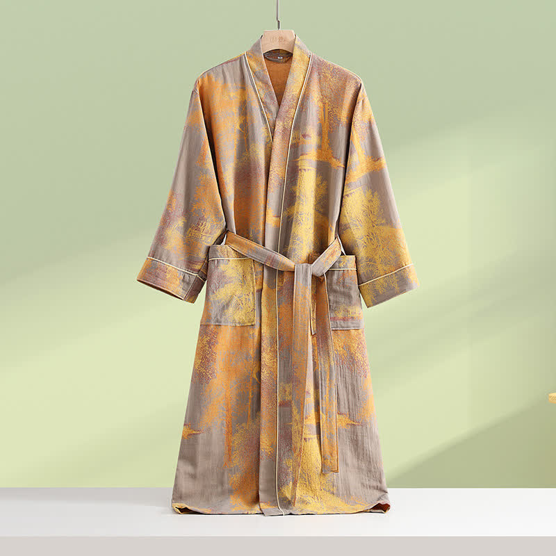 Cotton Gauze Kimono Long Sleeve Bathrobe