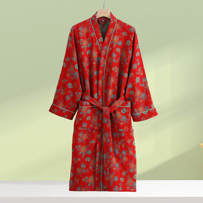 Kimono Cotton Gauze Floral Bathrobe