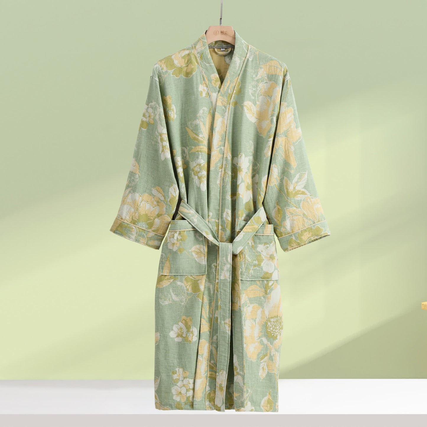 Pure Cotton Elegant Floral Soft Bathrobe