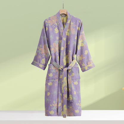 Cotton Gauze Floral Lily Soft Bathrobe