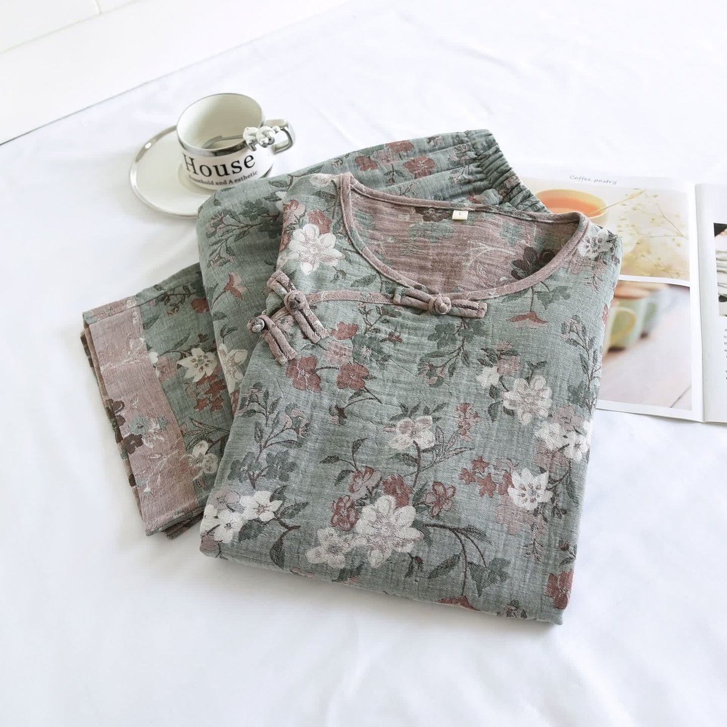 Long Sleeve Cotton Floral Pajama Set