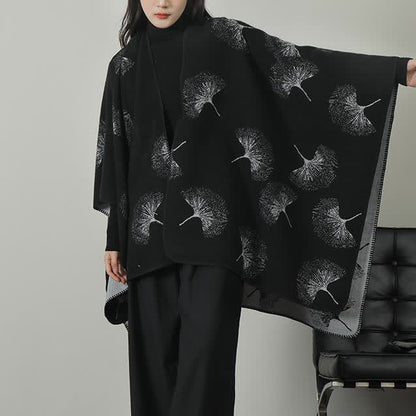 Ginkgo Leaf Acrylic Fiber Shawl Cape