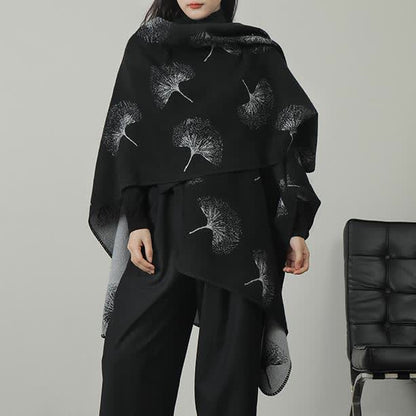 Ginkgo Leaf Acrylic Fiber Shawl Cape