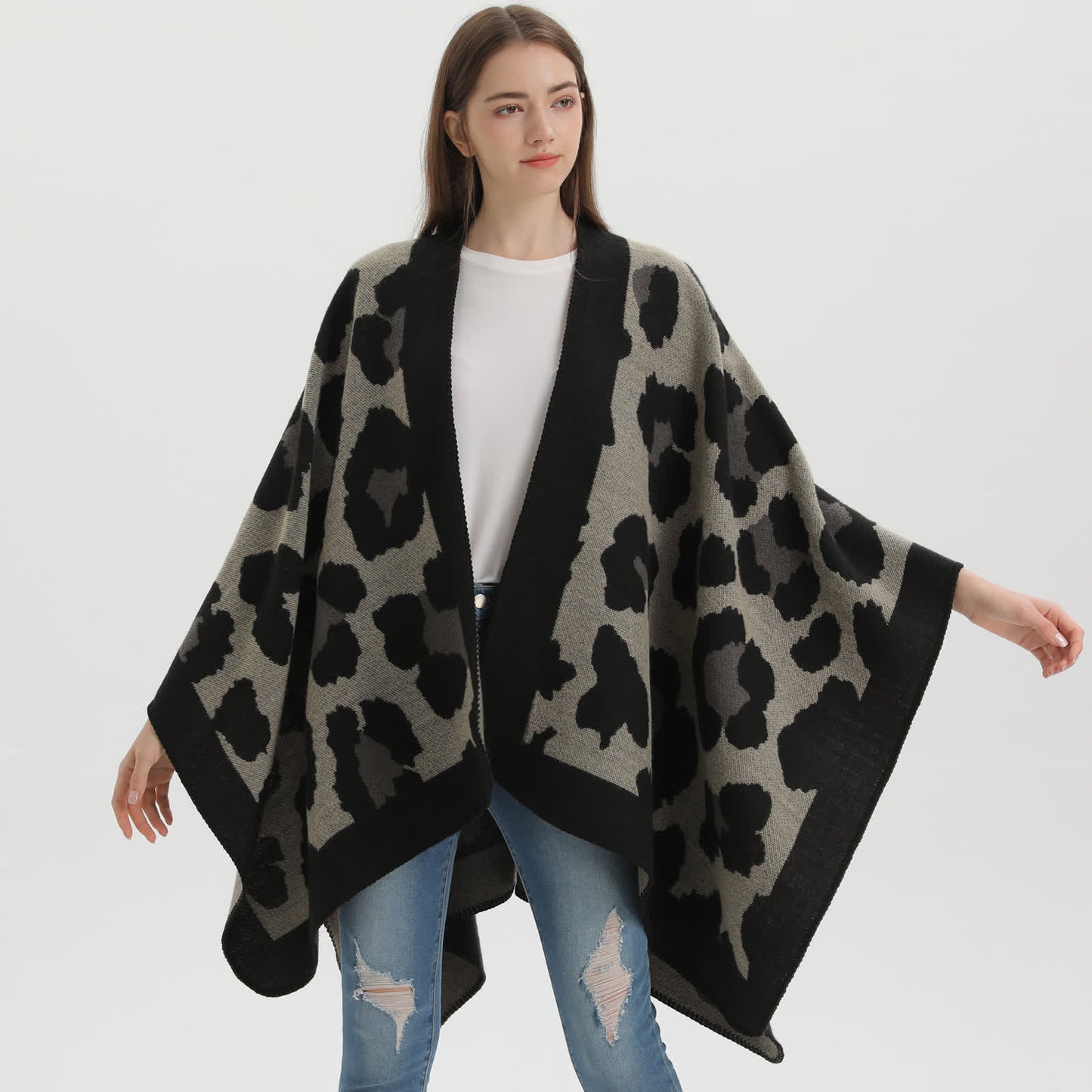 Modern Leopard Print Acrylic Shawl Cape