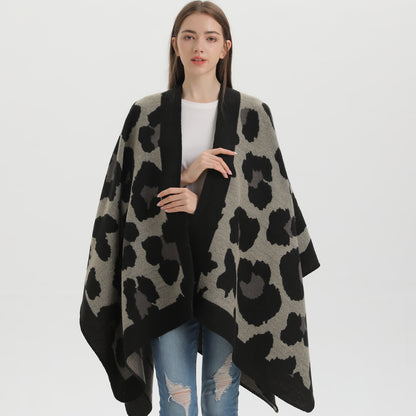 Modern Leopard Print Acrylic Shawl Cape