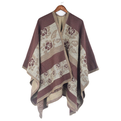 Jacquard Floral Acrylic Shawl Cape