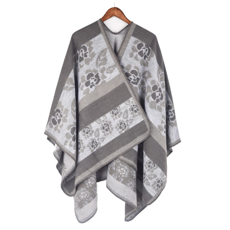 Jacquard Floral Acrylic Shawl Cape