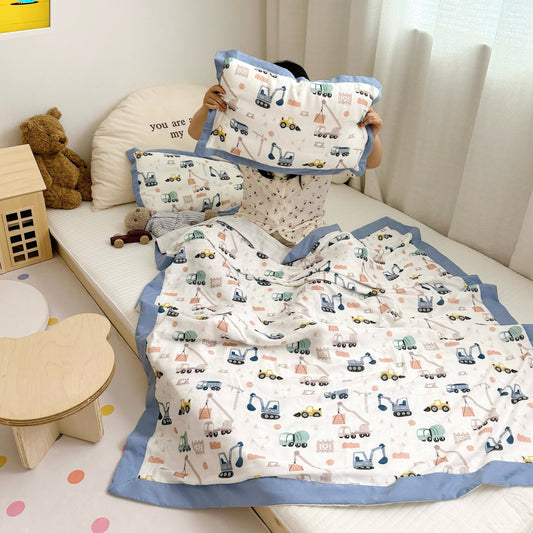 Cartoon Truck Bamboo Fiber Toddler Quilt