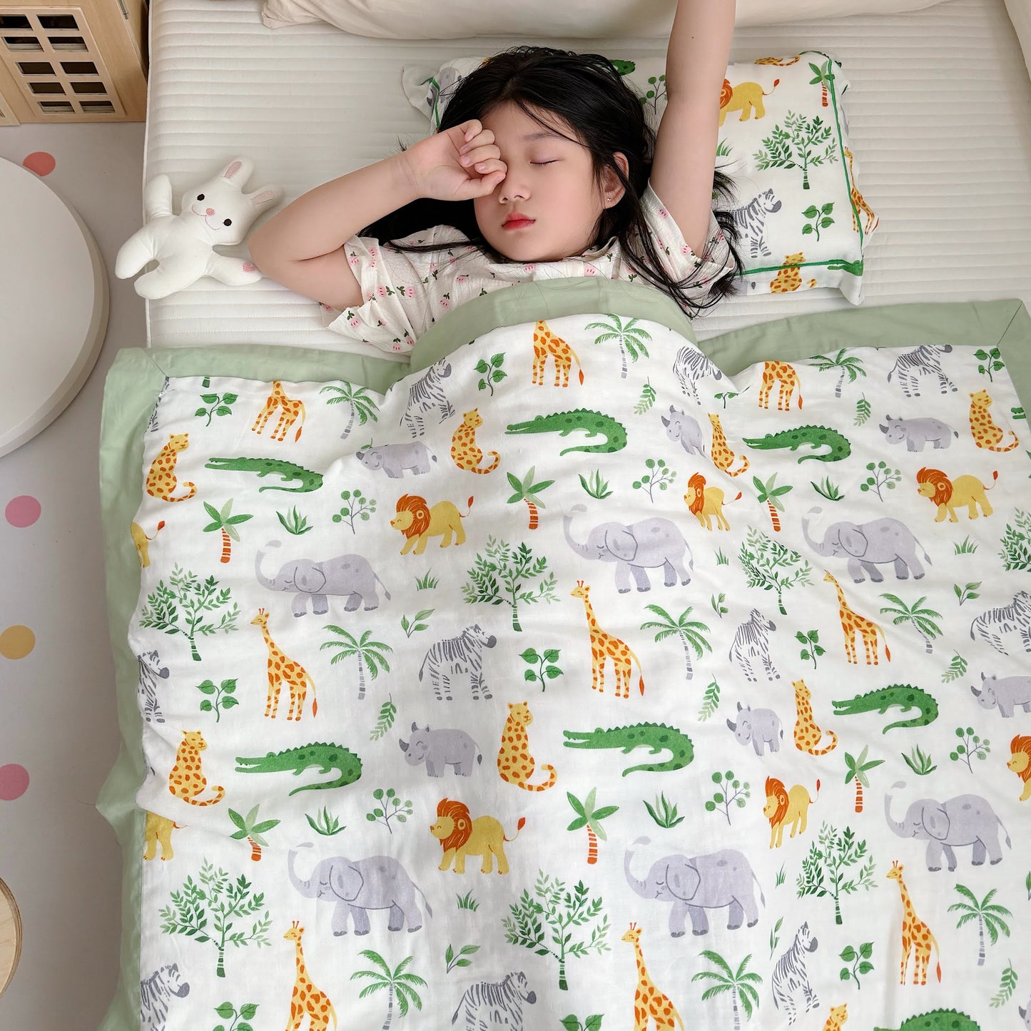 Bamboo Fiber Jungle Animals Toddler Quilt