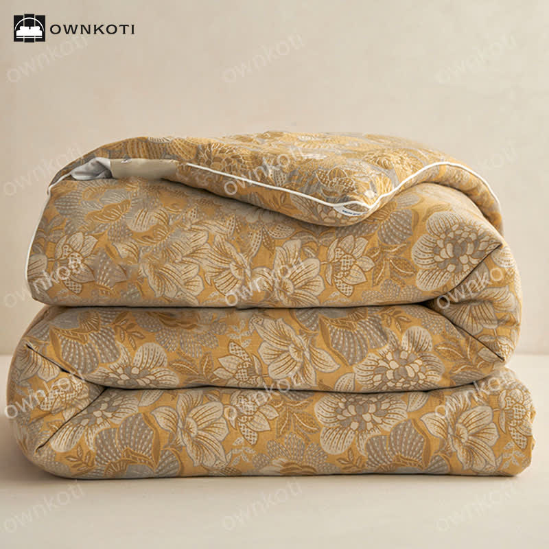 Jacquard Vintage Floral Cotton Warm Quilt