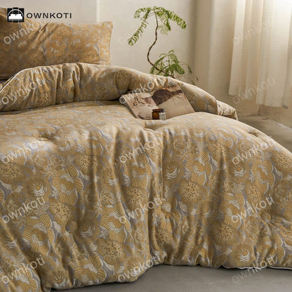 Jacquard Vintage Floral Cotton Warm Quilt