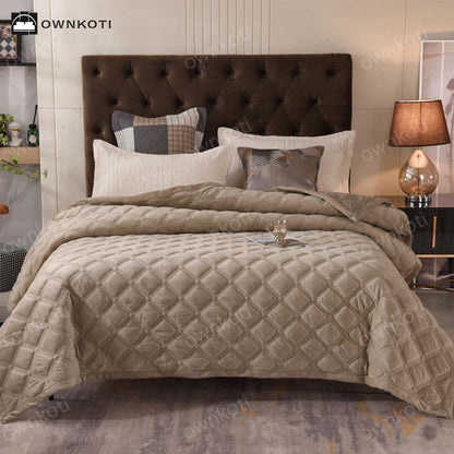 Solid Color Diamond Texture Soft Quilt