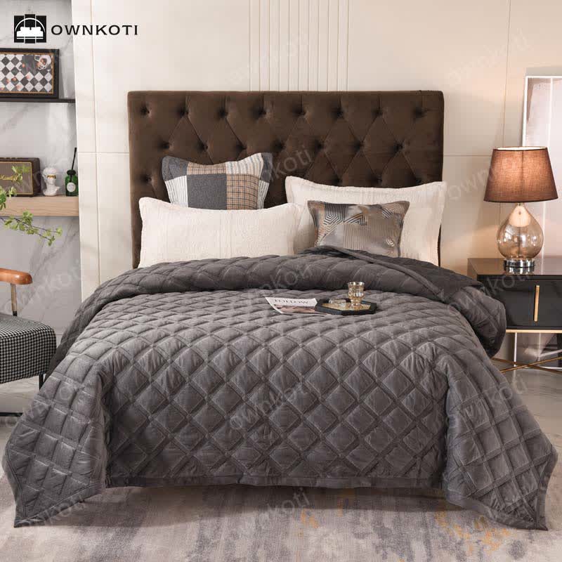 Solid Color Diamond Texture Soft Quilt