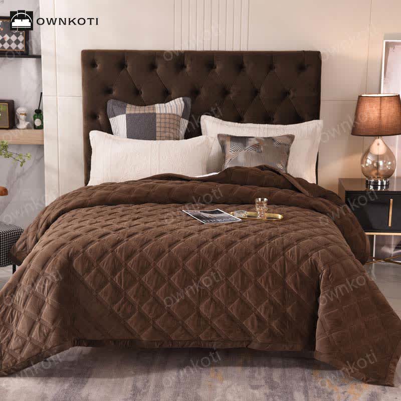 Solid Color Diamond Texture Soft Quilt