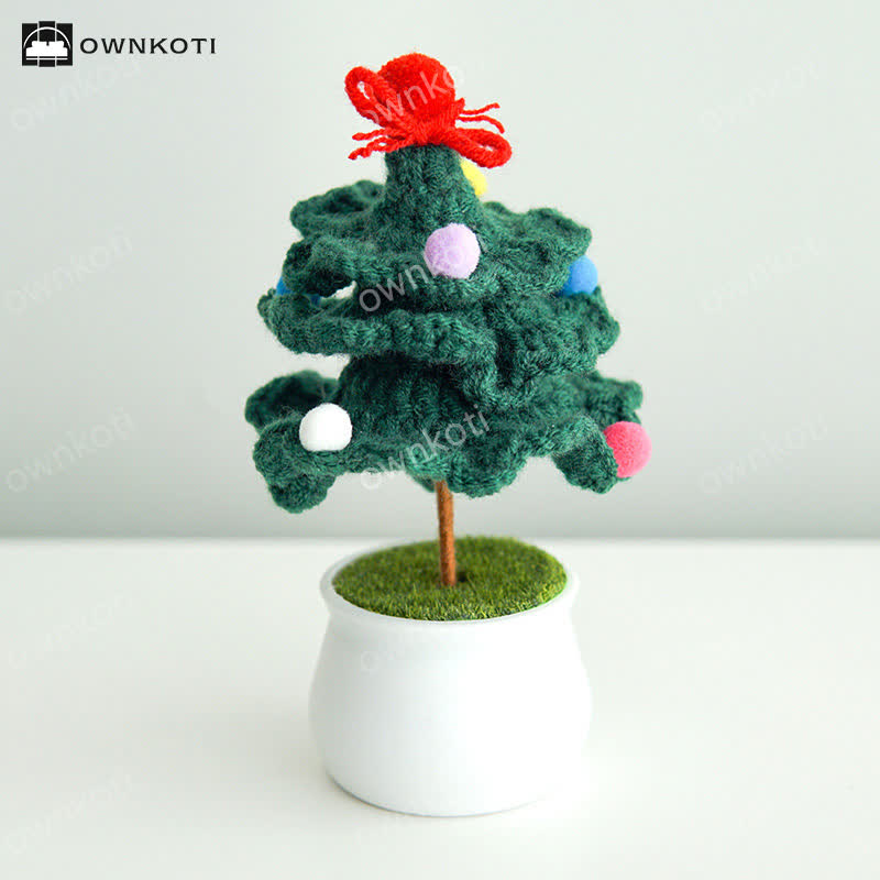 Hand-woven Christmas Tree Potted Ornament