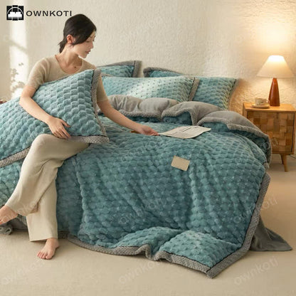 Soft Flannel Duvet Cover Bedding Set(4PCS)