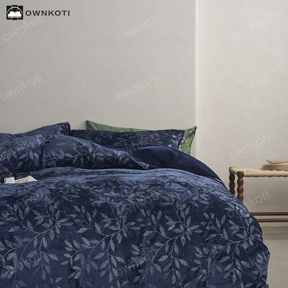 Retro Floral Soft Velvet Warm Bedding Set(4PCS)