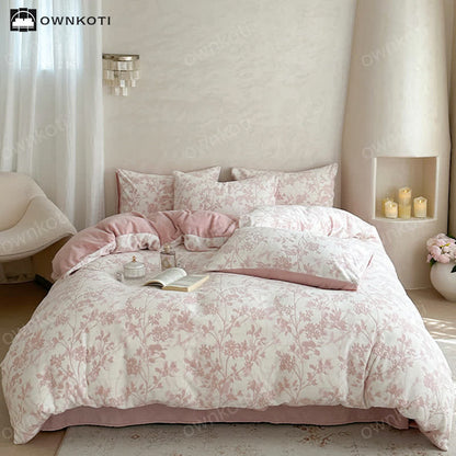 Elegant Floral Soft Velvet Bedding Set(4PCS)