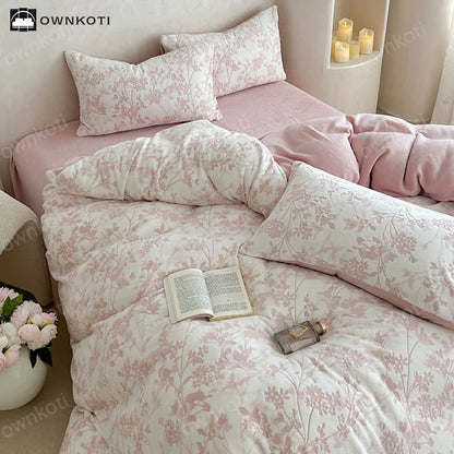 Elegant Floral Soft Velvet Bedding Set(4PCS)