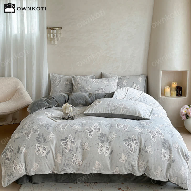 Butterfly Velvet Warm Bedding Set(4PCS)