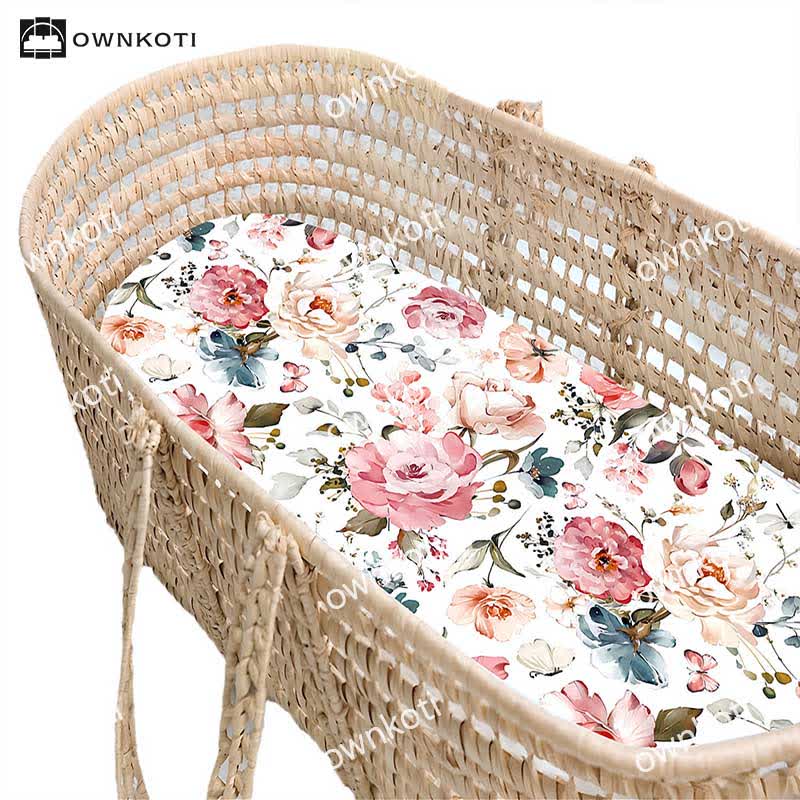 Floral Stretchy Soft Fitted Bassinet Sheets