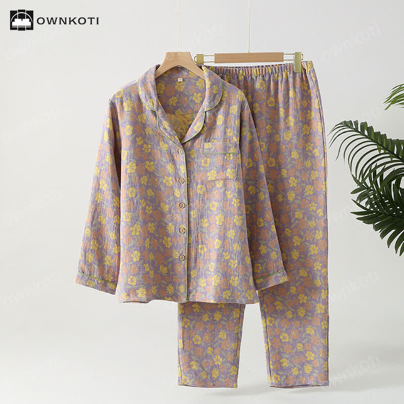 Rural Flower Cardigan Nightwear Set