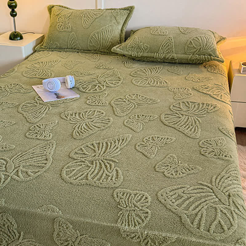 Elegant Butterfly Winter Fleece Fitted Sheet