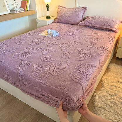 Elegant Butterfly Winter Fleece Fitted Sheet