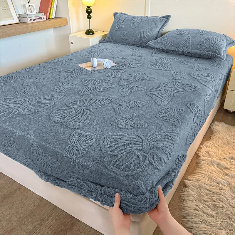 Elegant Butterfly Winter Fleece Fitted Sheet