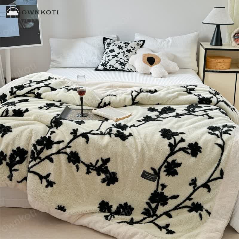 Jacquard Floral Fleece Winter Quilt Blanket