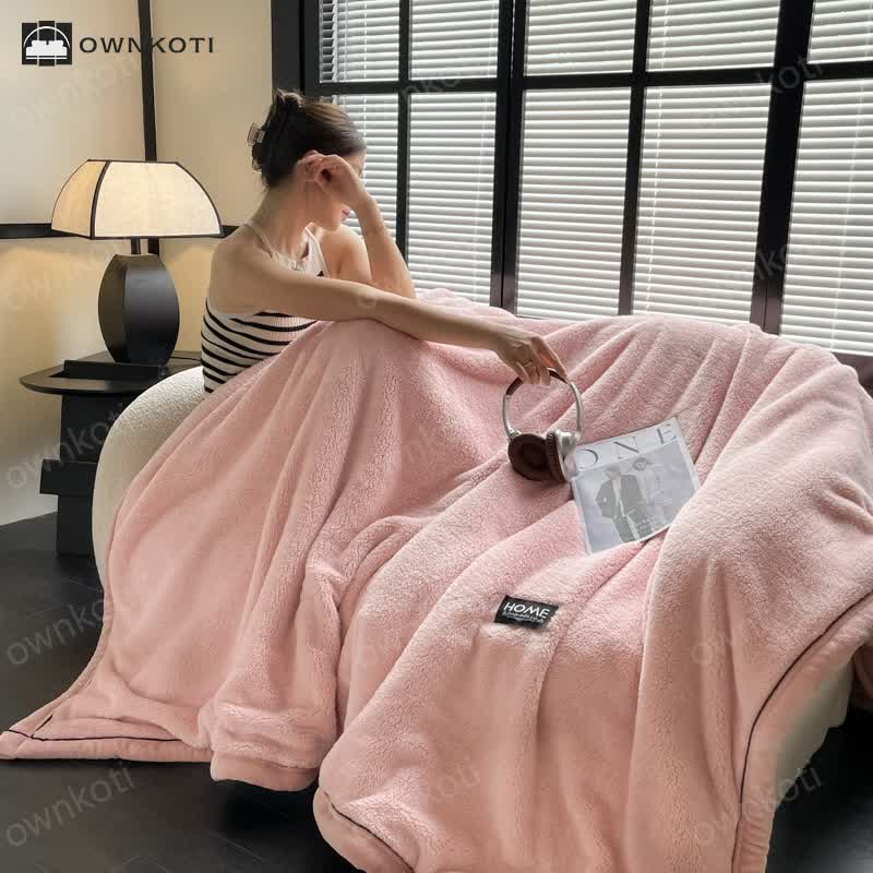 Solid Color Fleece Reversible Throw Blanket