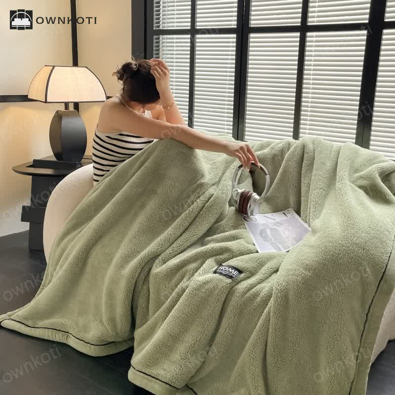 Solid Color Fleece Reversible Throw Blanket