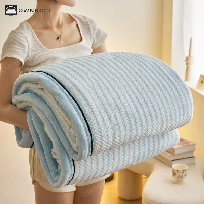 Striped Fleece Duvet Cover Throw Blanket