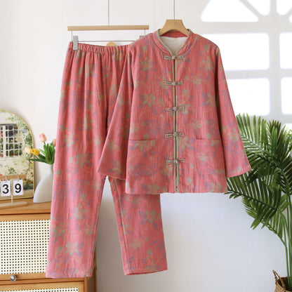 Yarn-dyed Floral Cotton Flannel Pajama Set