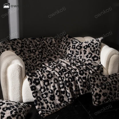 Leopard Print Warm Velvet Sofa Blanket