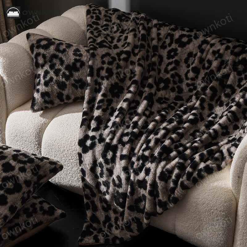 Leopard Print Warm Velvet Sofa Blanket