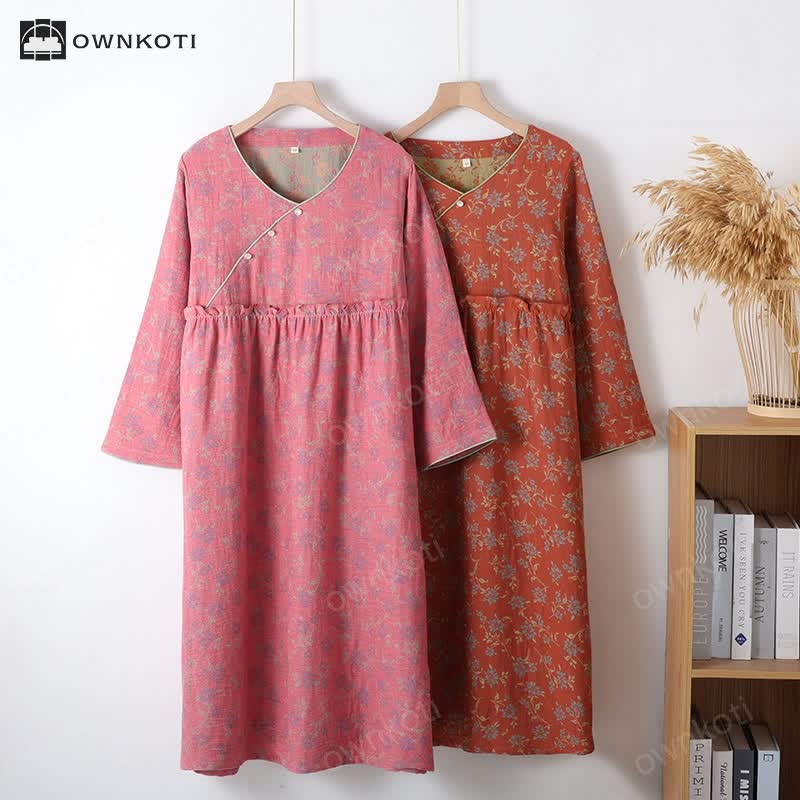 Yarn-dyed Jacquard Soft Cotton Nightdress