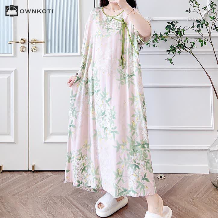 Plus Size Refresh Pastoral Long Nightgown