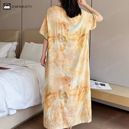 Plus Size Butterfly Breathable Long Nightgown