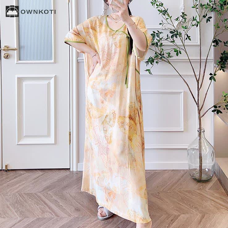 Plus Size Butterfly Breathable Long Nightgown