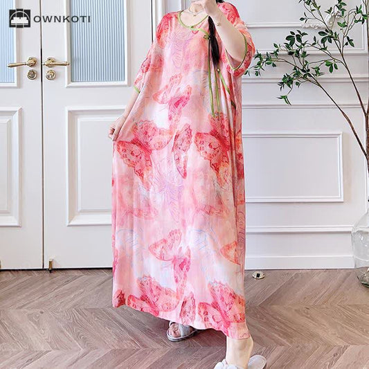 Plus Size Butterfly Breathable Long Nightgown