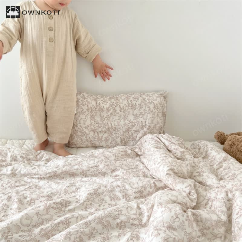 Rural Rabbit Cotton Duvet Cover with Comforter